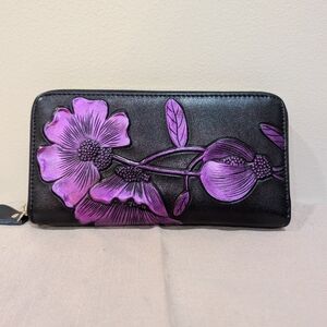 Elegant Black and Purple Floral Women's Wallet